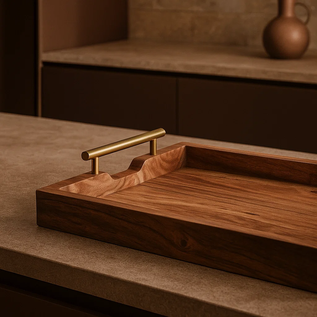 large mango wood rectangle serving tray for home, kitchen, restaurant, office organizer, dining table | premium solid wood tray | made in india