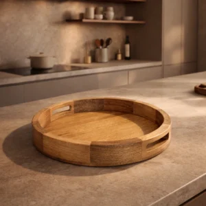 premium mango wood round multipurpose tray i house of jaro i 11 inch round serving and organizer tray for kitchen, office, decor, countertop i made in india